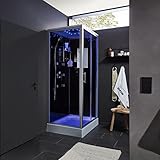 HOME DELUXE - Komplettdusche WAVE L - Schwarz,Maße: 100 x 80 cm - inkl. Radio,...
