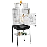 Yaheetech Vogelkäfig mit ständer Vogelbauer Wellensittichkäfig 46,5 x 46,5 x 136 cm...