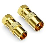 deleyCON 2 Stück SAT Kabel Adapter als Set - F-Stecker auf 1x Antennenstecker & 1x...