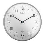 Mebus Funk-Wanduhr, 30 cm, lautlos, Grauer Rahmen, weißes Zifferblatt, Modell 13081 -...