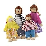 ERINGOGO Teiliges Holzpuppenfamilien Set Kinderfigur Puppenfamilie Für Mini Ideales Für...