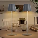 GGOO 2x Dimmbare LED Akku Tischlampe Kabellos Touch Aufladbare Tragbare Tischleuchte und 8...