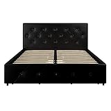 DHP Dakota Bett mit Stauraum, schwarzes PU, King Size
