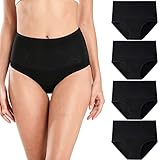 wirarpa Bauchweg Unterwäsche Damen Bauch Weg Unterhosen Baumwolle Slips 4er Pack Schwarz...
