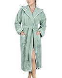 LAYNENBURG Bademantel Damen Frottee - Kapuze - Lang - 100% Baumwolle (360g/m2) -...