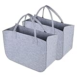 Einkaufstasche Filz Grau Groß Filztasche für Kaminholz Kaminholzkorb 2er Pack