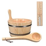 Navaris Saunakübel aus Holz mit Kelle Sanduhr - 5L Sauna Kübel mit...