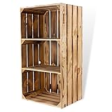 Geflammter Hochschrank mit 2 Böden 68x40x31cm Obstkisten Style Weinkisten in flambierter...