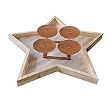 Vintage Adventskranz / Dekokranz Sternteller Holz/Metall 38cm