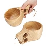 2 Stück Holz-Campingbecher, Kuksa Holz-Camp-Becher Mit Lederband, Nordischer...