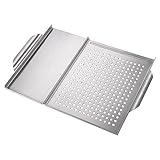 kowaku Grillschale, Flache Grillplatte aus Edelstahl, antihaftbeschichteter Grillkorb mit...