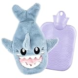Toivize 1L Wärmflasche, 2-in-1 Hai Wärmflasche Wärmflasche mit Bezug Wärmflasche...