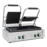 Klarstein Grillexpress Kontaktgrill Paninimaker - 2x1800W Edelstahl Gusseisen,...