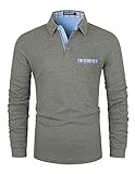 LIUPMWE Poloshirt Herren Langarm Getäfelt T Shirts Männer Hemd T-Shirt Slim...