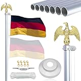NQ Fahnenmast 6M stabil mit Adler, 5CM Durchmesser 20FT Aluminium Fahnenstange...