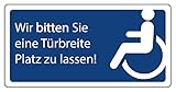 Aufkleber Hinweis 'Türbreite Abstand Rollstuhlfahrer' Schild Folie selbstklebend |...
