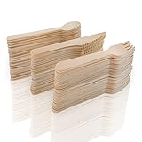 MCE-Commerce Holzbesteck 50 x Holzgabel, 50 x Holzmesser, 50 x Holzlöffel aus Birkenholz...