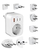 Reiseadapter Weltweites Set, Internationaler Steckdosenadapter mit USB C (PD 20W), 6...