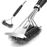 Grillbürste mit Schaber (2 Stück), Grillbürste für Grill im Freien Extra...