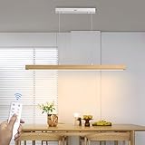 LED Pendelleuchte esstisch holz Dimmbar, Moderne Hängelampe mit Fernbedienung,...