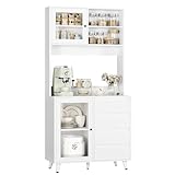 FOREHILL Küchenschrank, 180cm Buffetschrank Vitrinenschrank Hochschrank mit...
