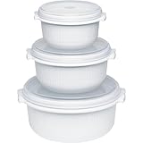 Emsa 459061200 3-teiliges Mikrowellentopf-Set, 0,5 Liter, 1 Liter, 1,5 Liter, Kunststoff,...
