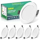 LED Spots 230V 5W IP44, 6er Set LED Einbaustrahler Flach 3000K Warmweiß, 450lm...