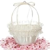 Hochzeitskorb für Blumenmädchen, kleiner Blumen-Tragekorb mit Schleife,...
