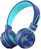 iClever Bluetooth Kinder Kopfhörer, Bunte Lichter LED, 94dB...