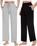 Knuffnee Damen Schlafanzughose Lang Pyjamahose Weiche Jogginghose Freizeithose...
