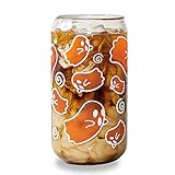 Dosen-Glas mit farbwechselndem Vinyl-Design, Bambusdeckel und Glasstrohhalm, 473 ml, für...