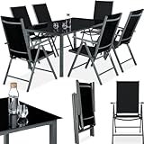 tectake® Sitzgarnitur Aluminium Klappstühle, Lounge Set mit 6X Stühle und 1x...