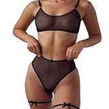 MIZSPISE Sexy Unterwäsche Set für Damen Einfach Chiffon Transparent Dessous Outfit...