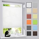 bobodeco Plissee ohne Bohren Klemmfix Faltrollo Jalousie Weiß 35x100cm (BxH),...