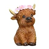 Hochlandkuh Statuen – Hochlanddistel Kuh Figur | Highland Cows Resin Figuren,...