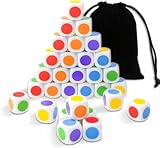 QUTHZZHY 30 PCS Farbwürfel mit Punkten, Bunte Würfel Set, Farbpunkte Farbwürfel 6...