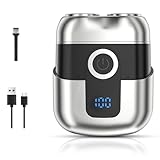 Mini Rasierer Herren Elektrisch, Tragbar Elektrorasierer mit LED-Anzeige, USB...