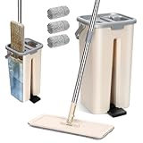 Masthome Wischmopp Set mit Eimer, 2 in 1 Bodenwischer Set mit 3 Mikrofaser Wischpads,...