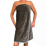 HOMELEVEL Saunakilt für Damen mit Klettverschluss und Tasche aus 100% Baumwolle...