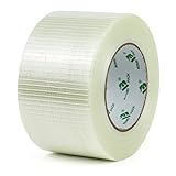 BOMEI PACK Filament-Umreifungsband, 1 Stück 75mm x 50m Transparentes, verstärktes...