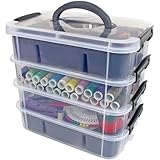 Bins & Things Stapelboxen Aufbewahrungsbox mit Deckel, 2 Fächer – Blau –...