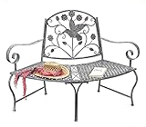 DanDiBo Sitzbank Halbrund Metall Wetterfest Grau 130 cm Baumbank 96013...