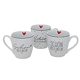 BOLTZE 3er Set Jumbobecher 480ml XL Kaffeetassen SCHÖN DAS ES Dich GIBT Tassen Freunde...