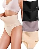 FINETOO 4er Pack Bauchweg Unterhose Damen High Waist Slip Seamless Slips Hohe...