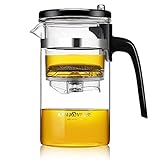 Teekanne 500ml mit Filtersieb Glaskanne Mundgeblasene Borosilikatglas Teeservice...