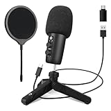 ChicSolis USB Mikrofon RGB Kondensatormikrofon Plug-Play: Gaming Mikrofon für PC Computer...