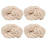 4 Knäuel grobes veganes wollähnliches Garn, 100 % Polyester, super sperrig, Armstrick,...