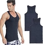 Generic 2er-Pack gerippte Herren-Tank-Tops, Unterhemden, klassisch, ärmellos, einfarbig,...
