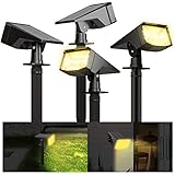FLOWood Solarlampen, 3000K Warmweiß Solar Strahler 4 Stück, IP67 Wasserdicht, für...