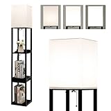 COSTWAY Stehleuchte Regal 160cm, Standleuchte Holz, E27 Regal-Stehlampe, Moderne...